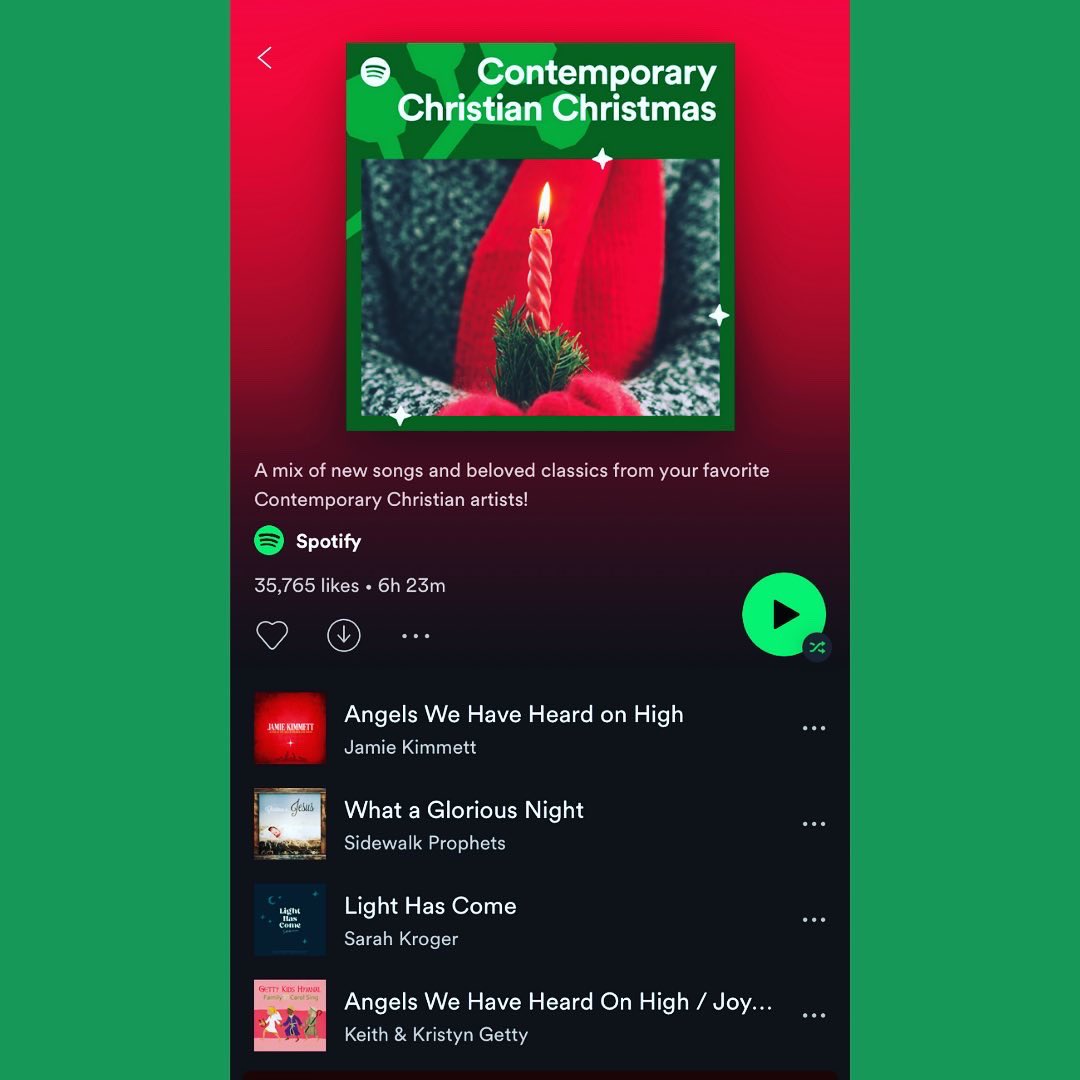 WOW!! Happy Thanksgiving week friends! So THANKFUL to Spotify for adding “Angels We Have Heard On High” to 3 amazing playlists! Head over to @spotify guys &amp; check it out!! follow these lists, my profile &amp; save ‘Angels’ to your favs..Gloria In Excelsis Deo! Thank you! Jamie 🙌🏻🎄