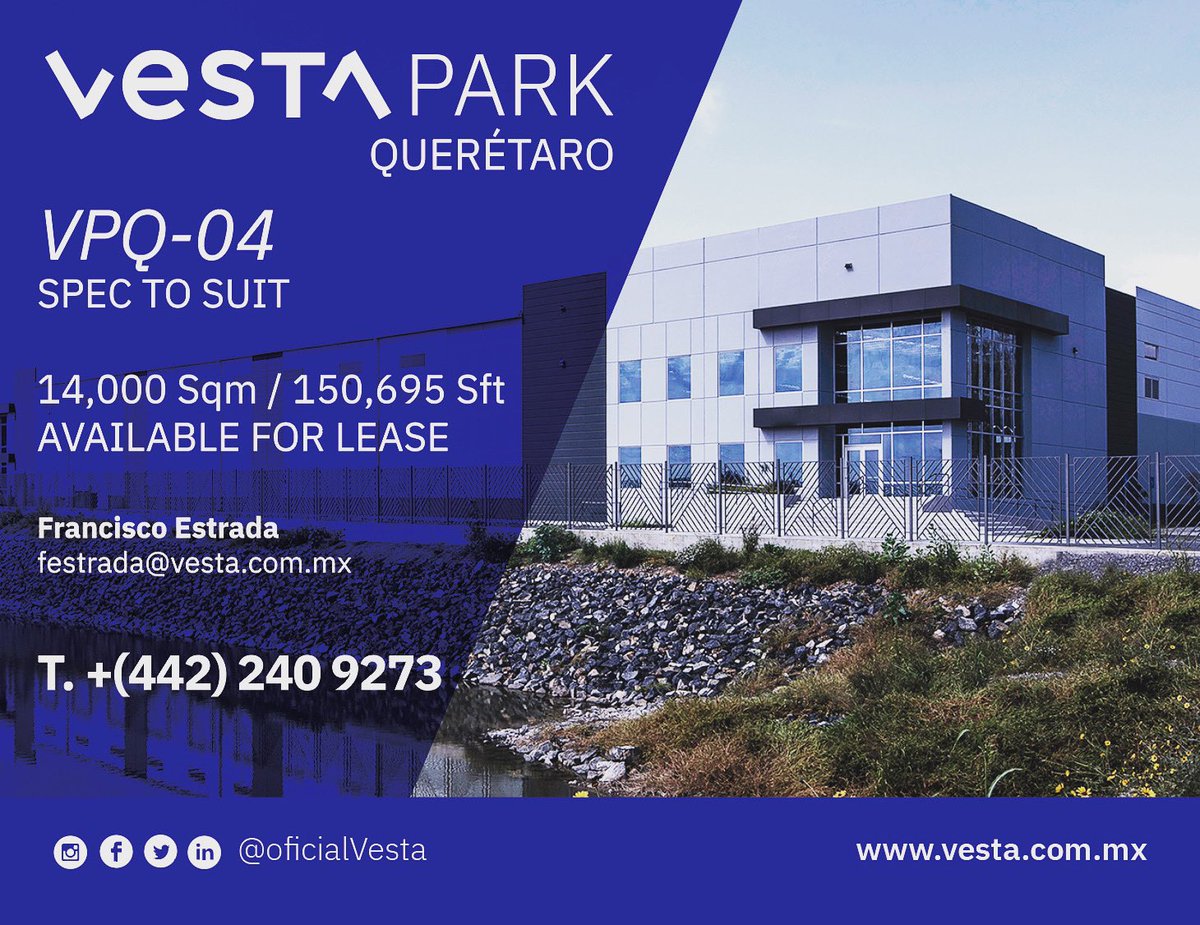 Industrial Building #Vesta #IndustrialRealEstate #ElevatingStandards #RegiónBajío #CommercialRealEstate #AvailableForLease #Queretaro #VestaParkQueretaro