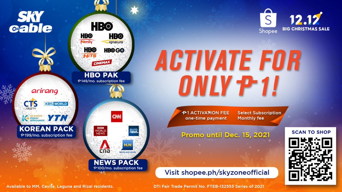 ABSCBNpr's tweet photo. Don't miss SKY's big Christmas sale! Check it out on SKY Zone in Shopee Mall: https://t.co/lAVdBZqVhQ
#SKYFiber #fiberfastholiday
#SKYcable
#ShopeePH1212BigChristmasSale https://t.co/dfpAV5l9A4