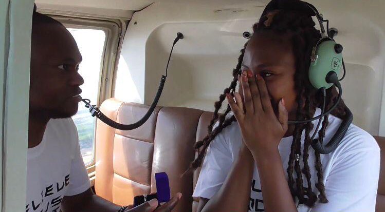 PTChimusoro's tweet photo. Helicopter Proposal at Victoria Falls! 

So they went up on the Flight of Angels, and came back having opened a new life chapter. Wishing them the best of life and love ❤️ 

#TravelZimbabwe https://t.co/XlK8eZzAPi