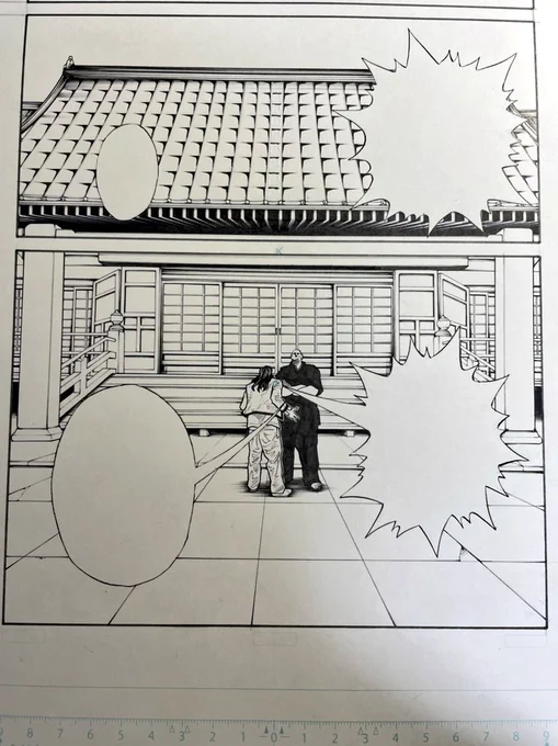アシスタントの友達が描いてくれたお寺

2枚目で細かいタッチが入ってるんですけど

タッチが入るだけでだいぶ重みが違いますよね(・。・)僕はかけません

僕は真ん中のちっちゃいちっちゃいキャラを描きました(;゜゜) 