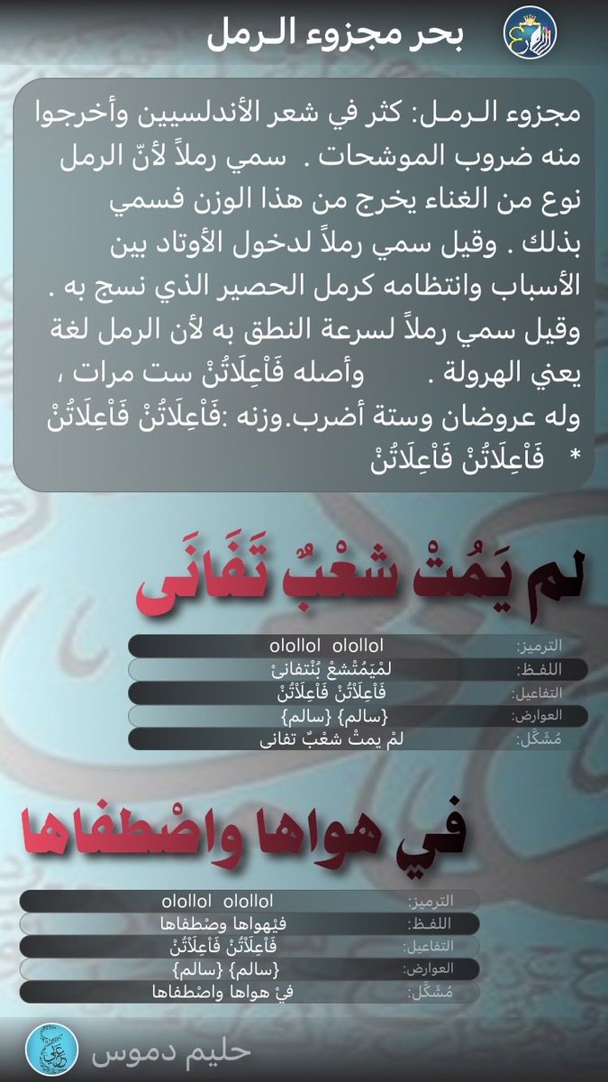 salehalqaied's tweet photo. لا تلمني في هواها
أنا لا أهوى سواها.
#اللغة_العربية_والتواصل_الحضاري
#اليوم_العالمي_للغة_العربية 

@Alahmar1920 
@bilal_682000
@ahmedalothayb
@Arabc_Identity
@arabic_day
@Love_Arabic2
@nasserabb01
@Nameer_albayan
@zsdsf3
@ArabicMagazineA

حليم دموس https://t.co/TP7n4eS8ok