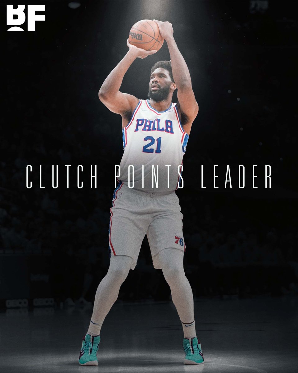 bballforever_'s tweet photo. Joel Embiid now leads the NBA in clutch scoring. 

He's also shooting 50% 3PT in crunch time. https://t.co/5JpIXoa8bt