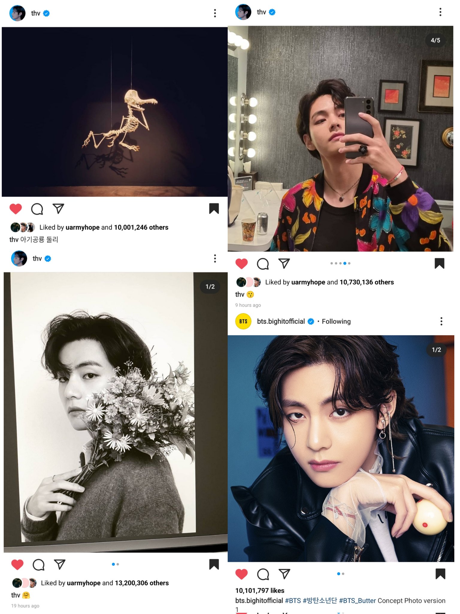 Stream For Taehyung Taehyung Is The First Only Korean Act To Have 3 Posts With Over 10 Million Likes On A Personal Instagram 4 Total Posts Surpassing 10m Likes