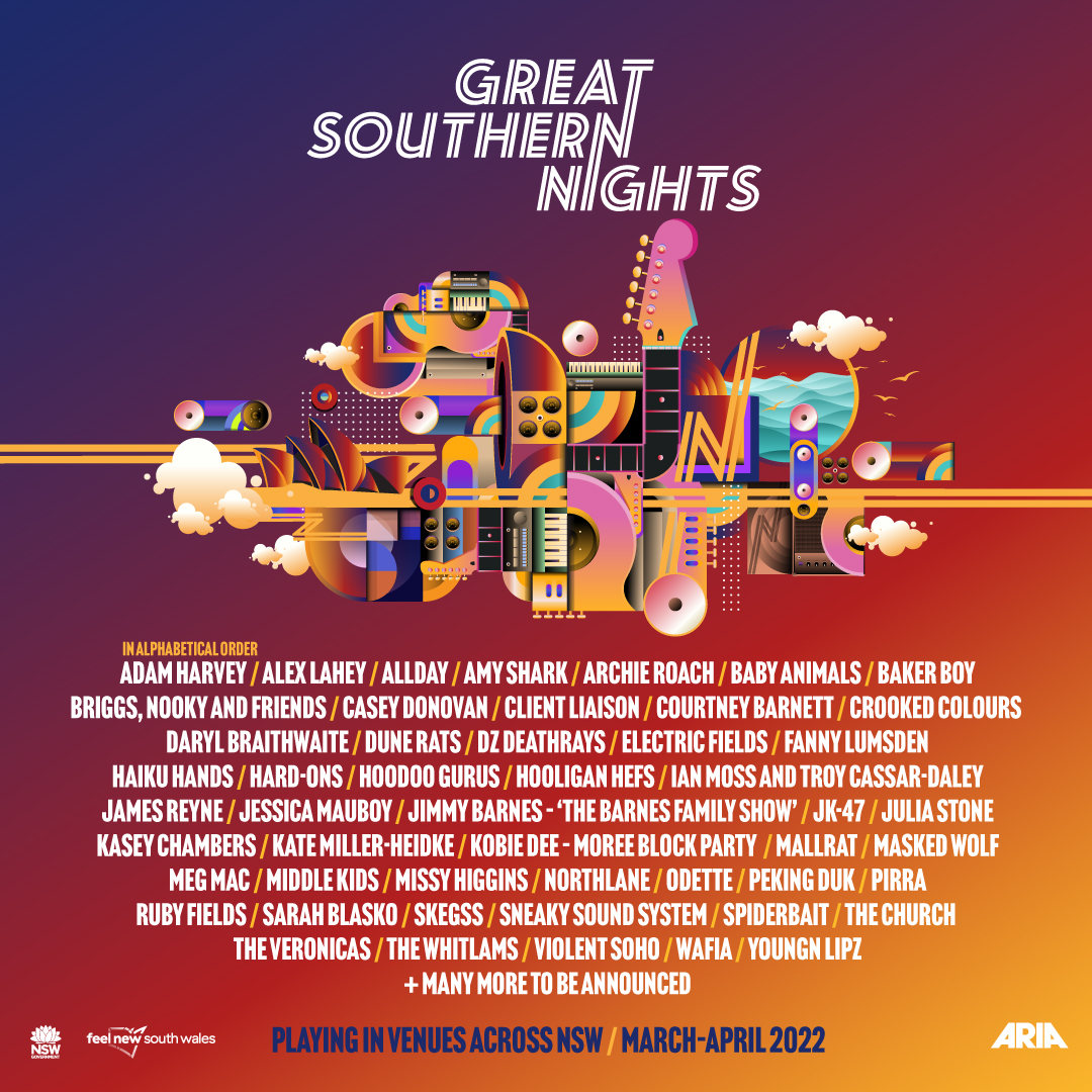 We are live! New feature artists added to the lineup, and tickets are now on sale for Great Southern Nights 2022! Head to the Gig Guide on our website to find out where to secure your tickets for your favourite Australian artists. Link in bio
<a href="/ARIA_Official/">ARIA</a> <a href="/NswVisit/">VisitNSW</a> #lovensw