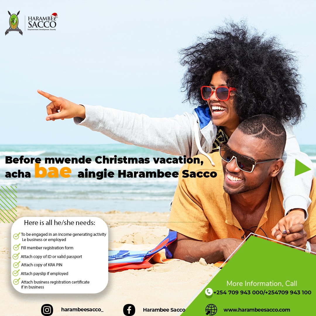 HarambeeDTSACCO's tweet photo. You guy my guy.. leta wife or your guy ajoin Harambee SACCO, mukisave wote pamoja Njaanuary will be easy to navigate na KARIBU LOAN.
#KaribuMember
#KaribuLoan
#JOIN_NOW
#TransformationTuesday
#TransformationForBetter https://t.co/4hEQeYwdqf
