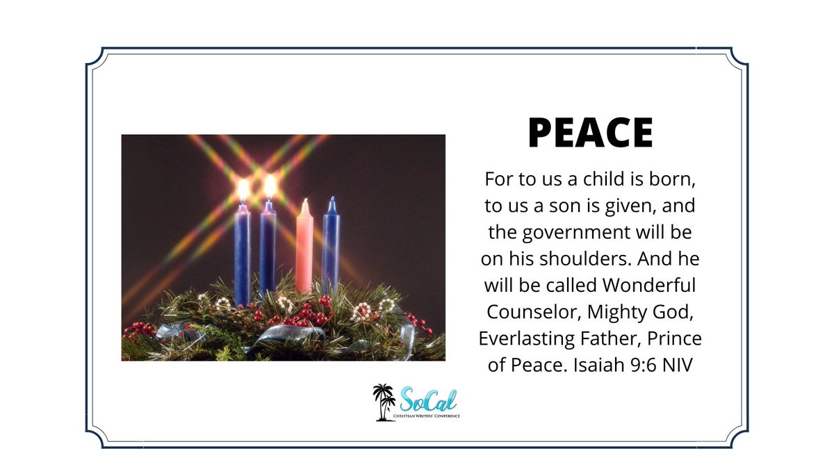 SoCalCWC's tweet photo. During this second week of Advent, we celebrate the peace brought to us by a newborn king in a Bethlehem manger. May our Lord bless the various ways we share his peace through our lives and efforts as Christian writers. https://t.co/9aSHEZtTSR