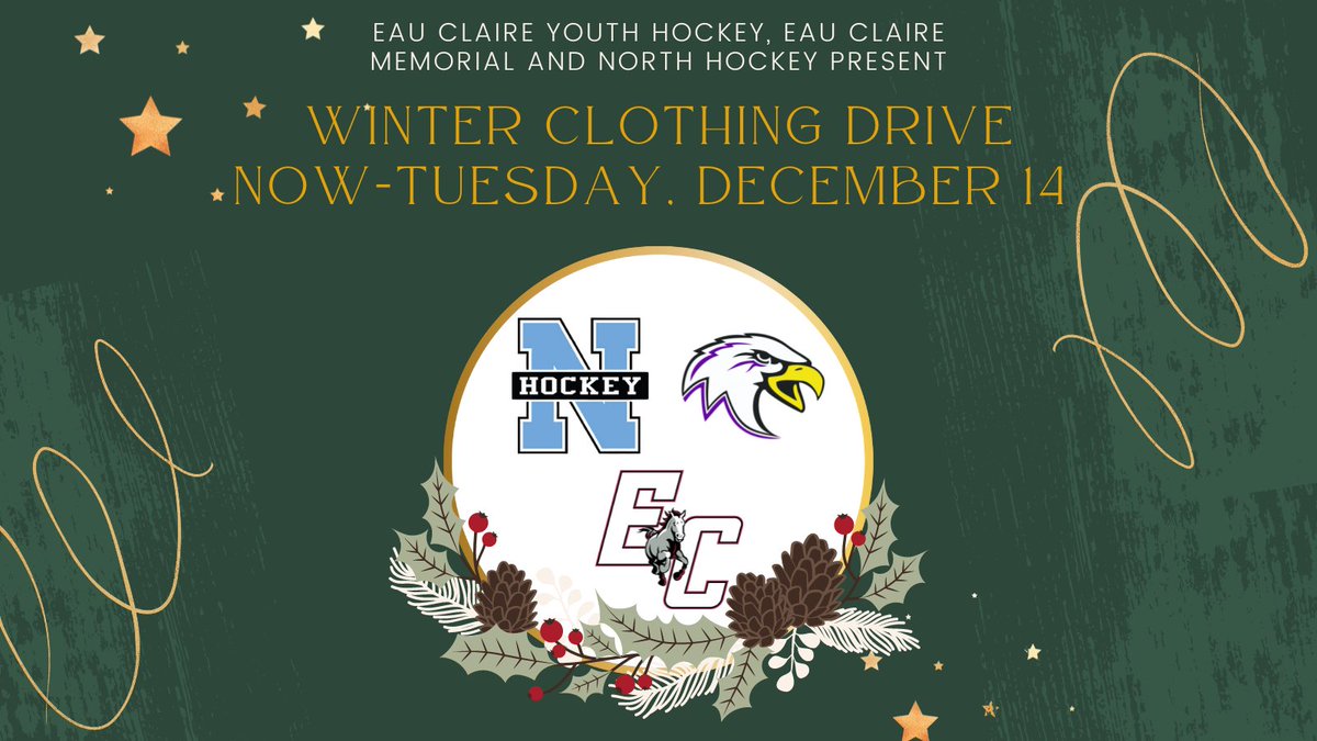 The Eau Claire Hockey Community is seeking New or Like New Winter Clothing in Kindergarten-High School Sizes for ECASD Students in Need.  Please bring all donations to Hobbs Ice Arena and drop them off in the boxes located inside the lobby starting today through December 14th.