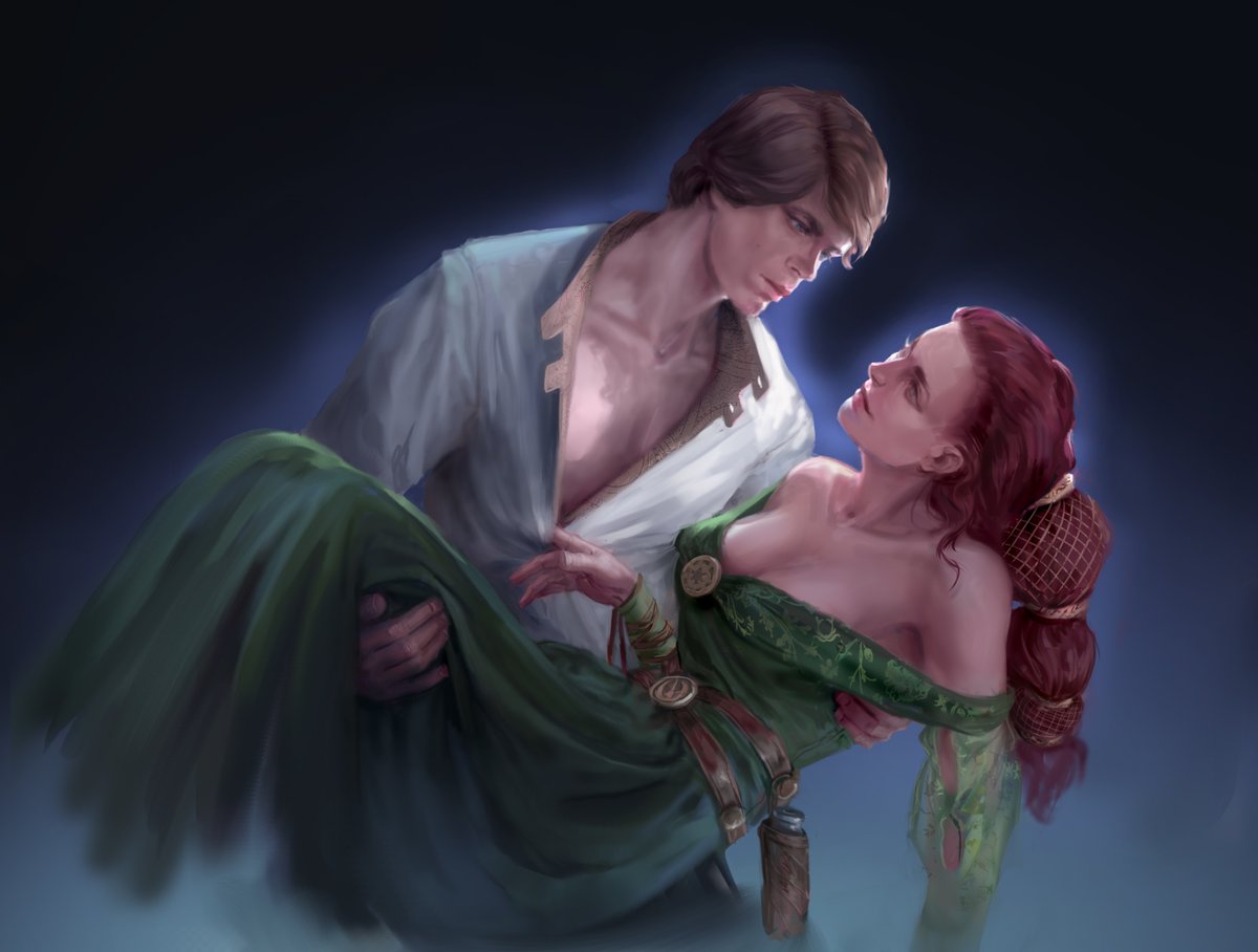 Ymir_F's tweet photo. #StarWars #LukeSkywalker #digitalart #marajade #commissions #illustration 
Lil romance, lil commission. https://t.co/dUBqk2z5fT