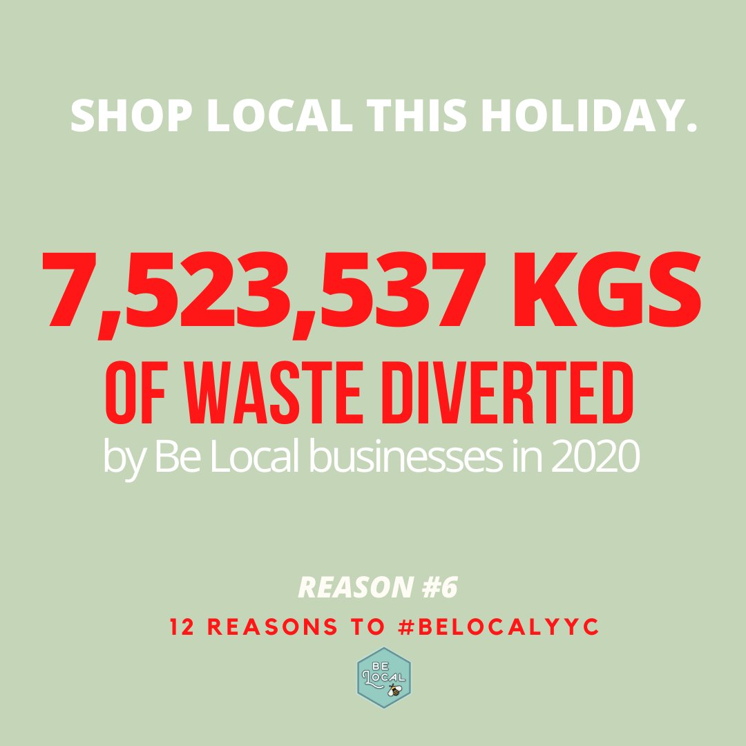belocal_yyc's tweet photo. #12DaysofLocal
Reason 6: Be Local businesses have better waste management strategies. In 2020 #belocalyyc businesses diverted 7,523,537 kgs of waste from the landfill
One of many good reasons to #shoplocalyyc! https://t.co/RAdPOinA4P