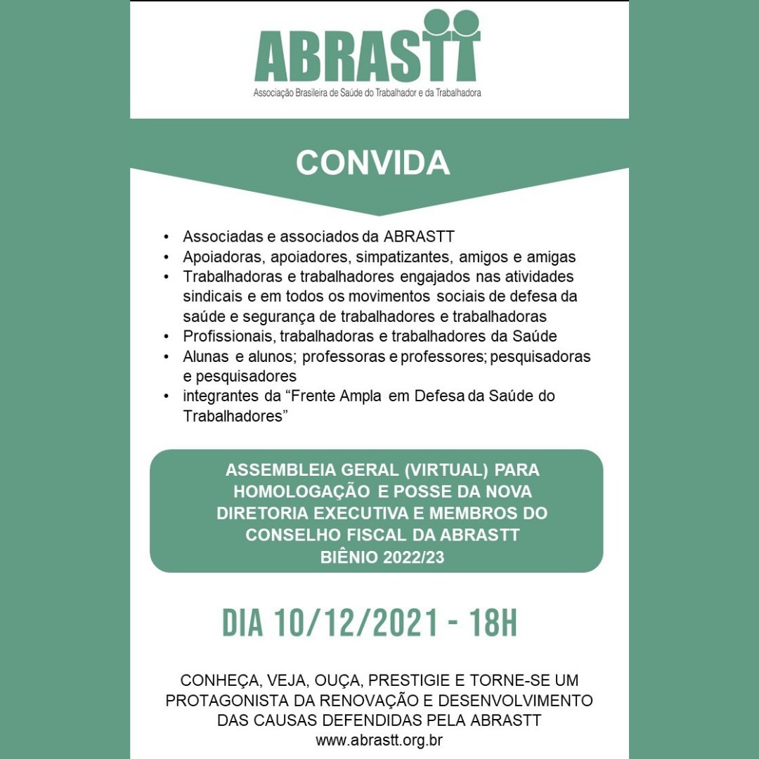 abrastt's tweet photo. Nova diretoria da Abrastt, formada em maioria por mulheres, toma posse em 10 de dezembro. Saiba mais: https://t.co/NJdt2YMooE https://t.co/VsHHOgXS1R