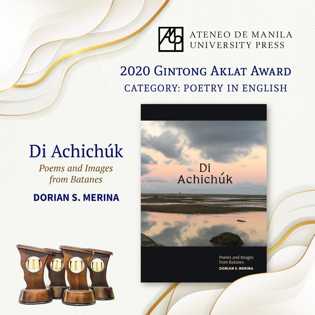 Salamat sa <a href="/ateneopress/">Ateneo Press</a> for publishing my poetry book, winner of the Gintong Aklat award! watch the ceremony fb.watch/9kuGutFuFw/