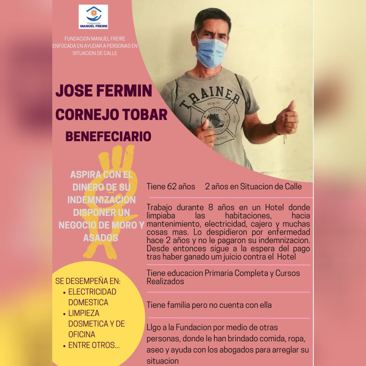 FundacinManuel2's tweet photo. #notengotechoperosiderechos
#callesconvida @Acciondecalle @CaritasEcuador
¿Que otro emprendimiento puede prosperar para salir de situación de calle?
Dejanos tu comentario 👇👇 https://t.co/1AerOqkL8l