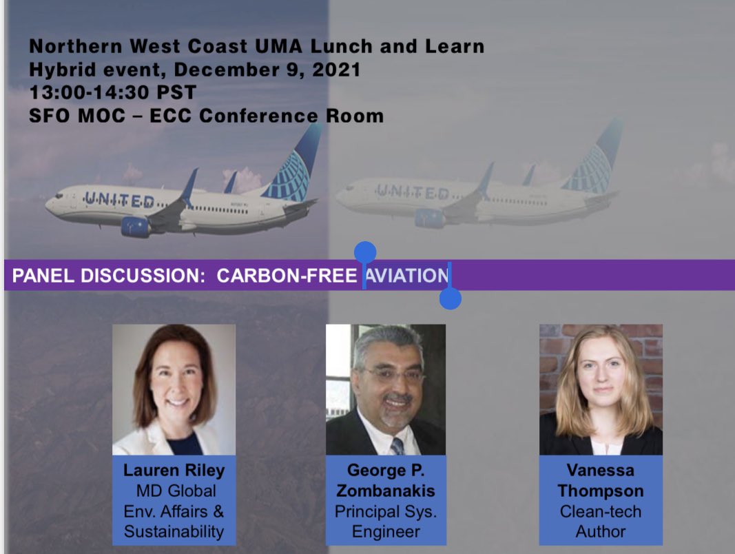 The NWCoast UMA is excited to have our first Lunch and Learn event at the SFO MOC! Please come join us at the “Carbon-Free Aviation” Hybrid panel discussion on this coming Thursday, December 9, 2021 at 1:00PM PST. Register here - uma.united.com #beingunited