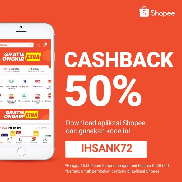 Muhamma79099965's tweet photo. Dapatkan Cashback 50% untuk pembelian pertamamu dengan kode: IHSANK72. Yuk, download aplikasi Shopee sekarang dan nikmati belanja dengan gratis ongkir! https://t.co/sPONQ8eybN https://t.co/Liut9pN3Db