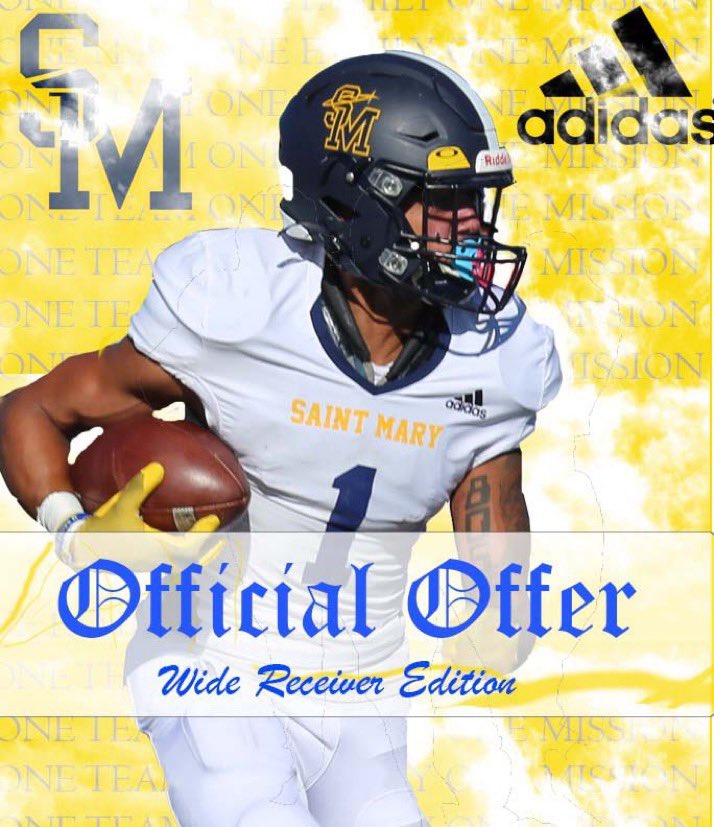 Quonskii's tweet photo. Blessed to receive an offer from THE University of Saint Mary! 🔵🟡 @taycalvert @CoachNelsonFB @Gilbert14Johnny @DoughertyHigh @Kam_Davis24 https://t.co/aRhAo8JMBD
