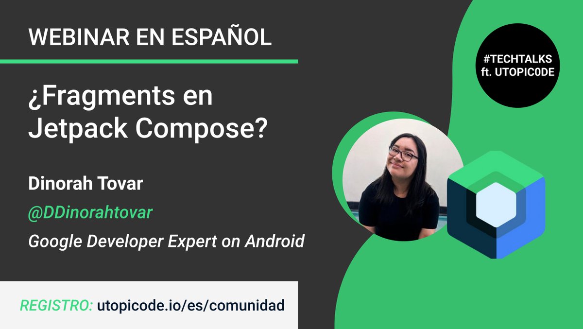 Utopicode1's tweet photo. Hola! Los invito a este gran evento para que escuchen a @DDinorahtovar platicar de fragments en compose!
#JetpackCompose #techtalks #utopicode #Utalk https://t.co/QITcXosoeN