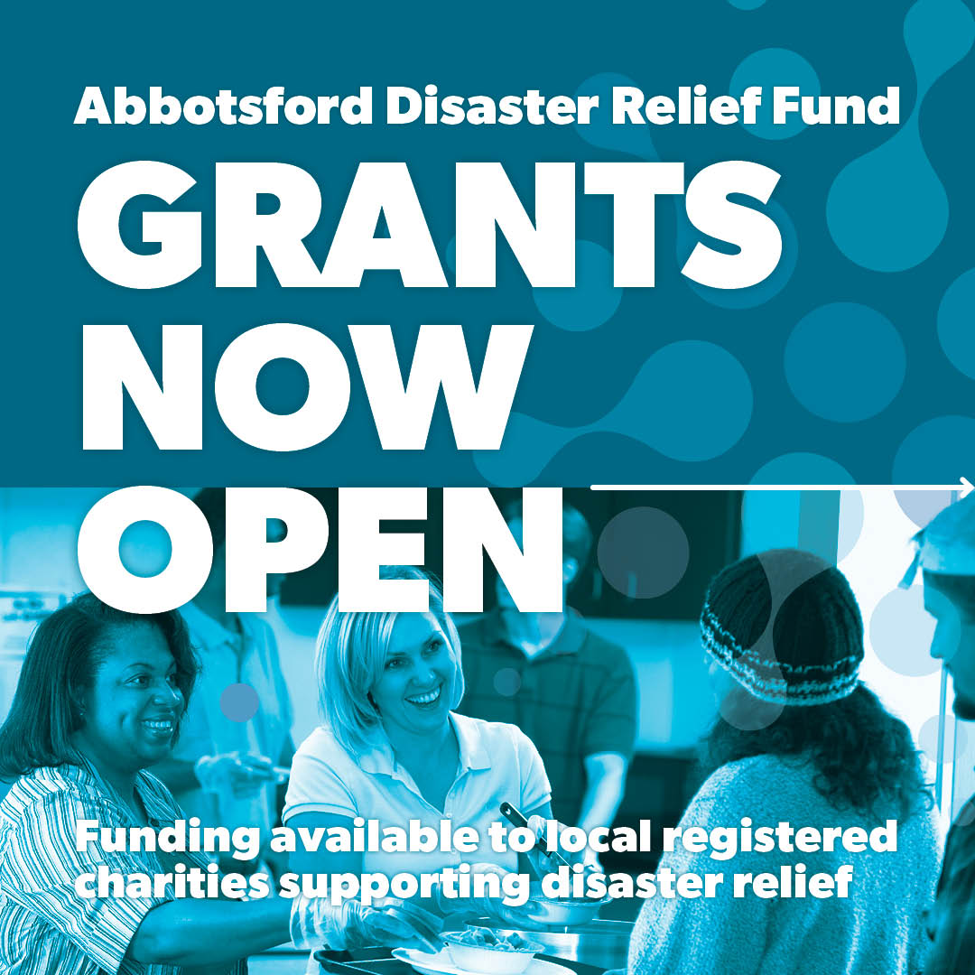 ☎️ Calling all local registered charities providing front-line support to those impacted by flooding! In partnership with <a href="/goUFV/">U of Fraser Valley</a> and <a href="/ACOC/">Abbotsford Chamber</a>, we are now accepting grant applications for the #AbbyDisasterReliefFund. Learn more at bit.ly/3D7eKDL

#BCflood #FraserValley