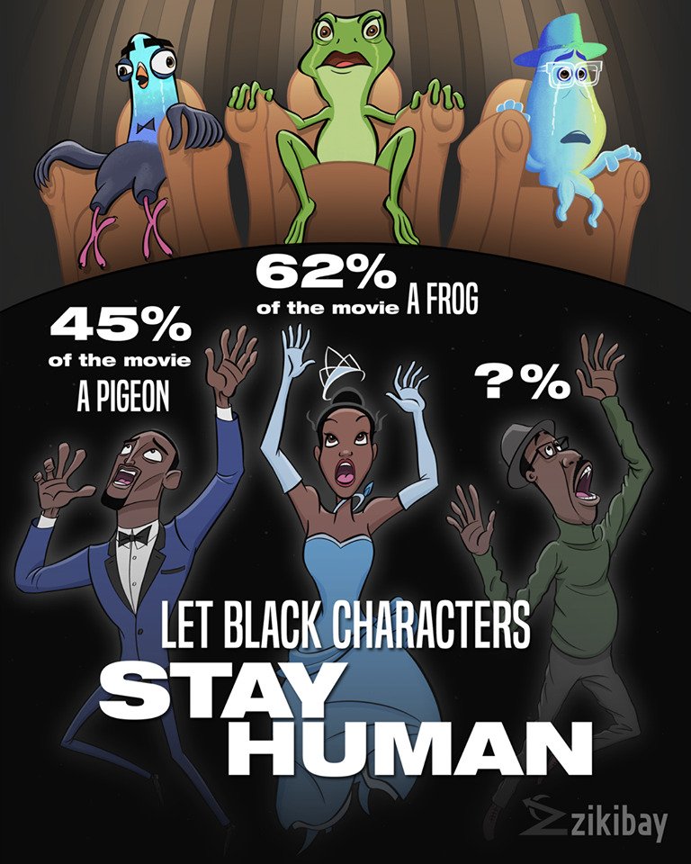 rossila_dewan's tweet photo. @m_ayed55 I saw it on Instagram I think lol. It was similar to this. Fun fact in Soul, the character was in his human form for 20 minutes of the entire movie. Now if this was a caucasian character, they would be in their human form for the most part. https://t.co/9Ssql9p4yA