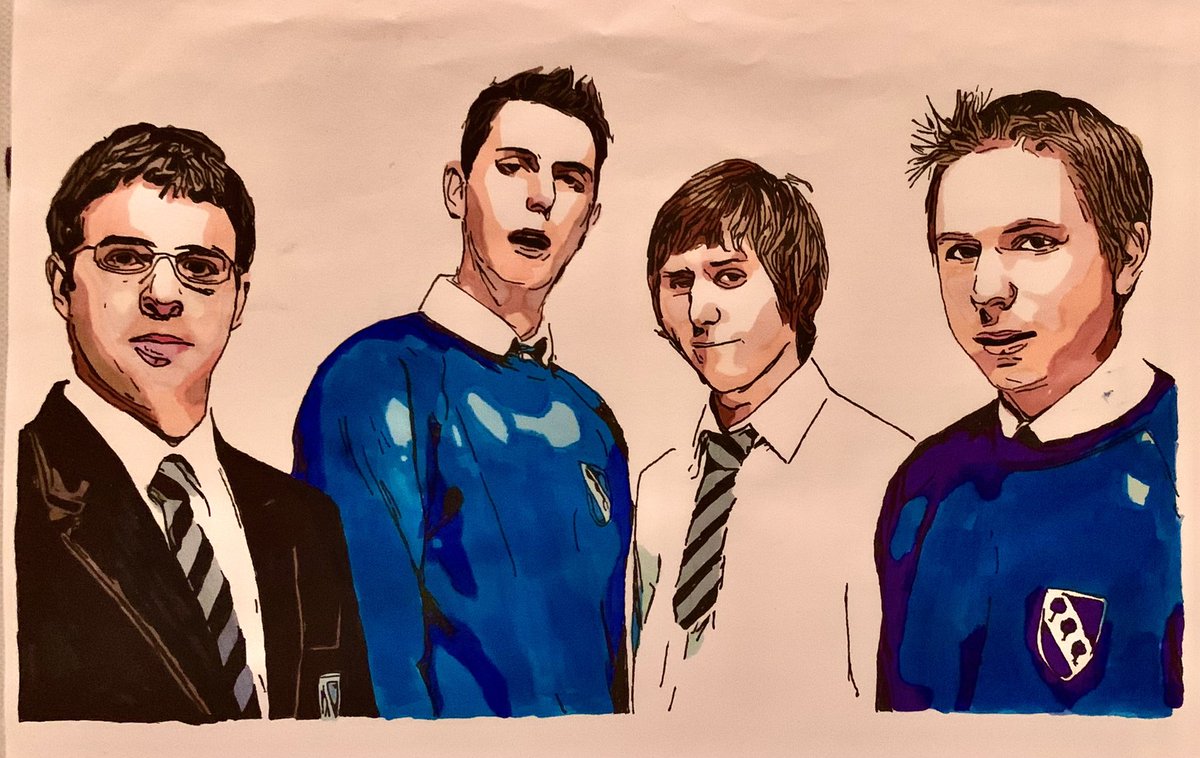 1DickCoughlan's tweet photo. Here’s the black ink line work and the completed colour portrait of The Inbetweeners #BusWankers #OhFriend https://t.co/UCJEoZ1YiD