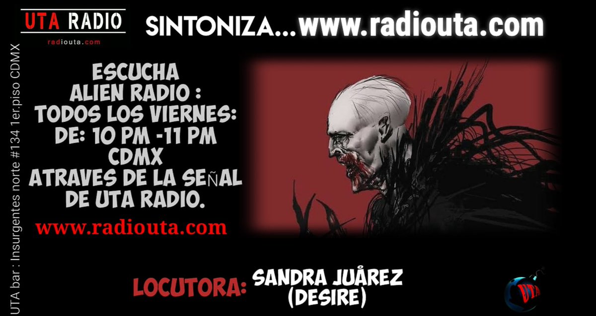 ZonebsRadio's tweet photo. #SandraDesire los invita a escuchar #AlienRadio con #Electrodark en #ViernesdeDestruccion de #UTARadio a las 10pm https://t.co/ZbWHs6nuIa