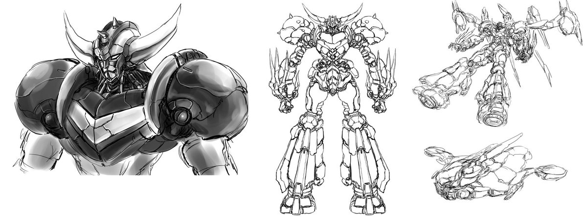 mecha robot monochrome greyscale no humans multiple views clenched hands  illustration images