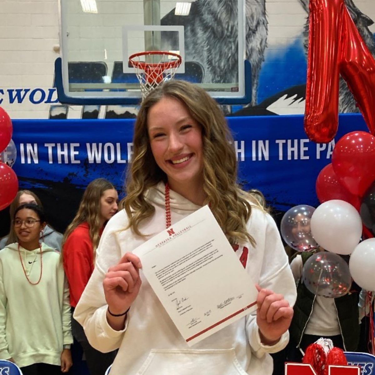 FremontGBB's tweet photo. SIGNED🚨 
Maggie made it official tonight at her signing celebration! She’s a Husker and we couldn’t be more proud! We’re excited to see all she does in her next step of collegiate sports and academics! Always a Silverwolf but officially a Husker! Congrats Mags! GO BIG RED❤️🏀🏐 https://t.co/h6DRBsdDGz