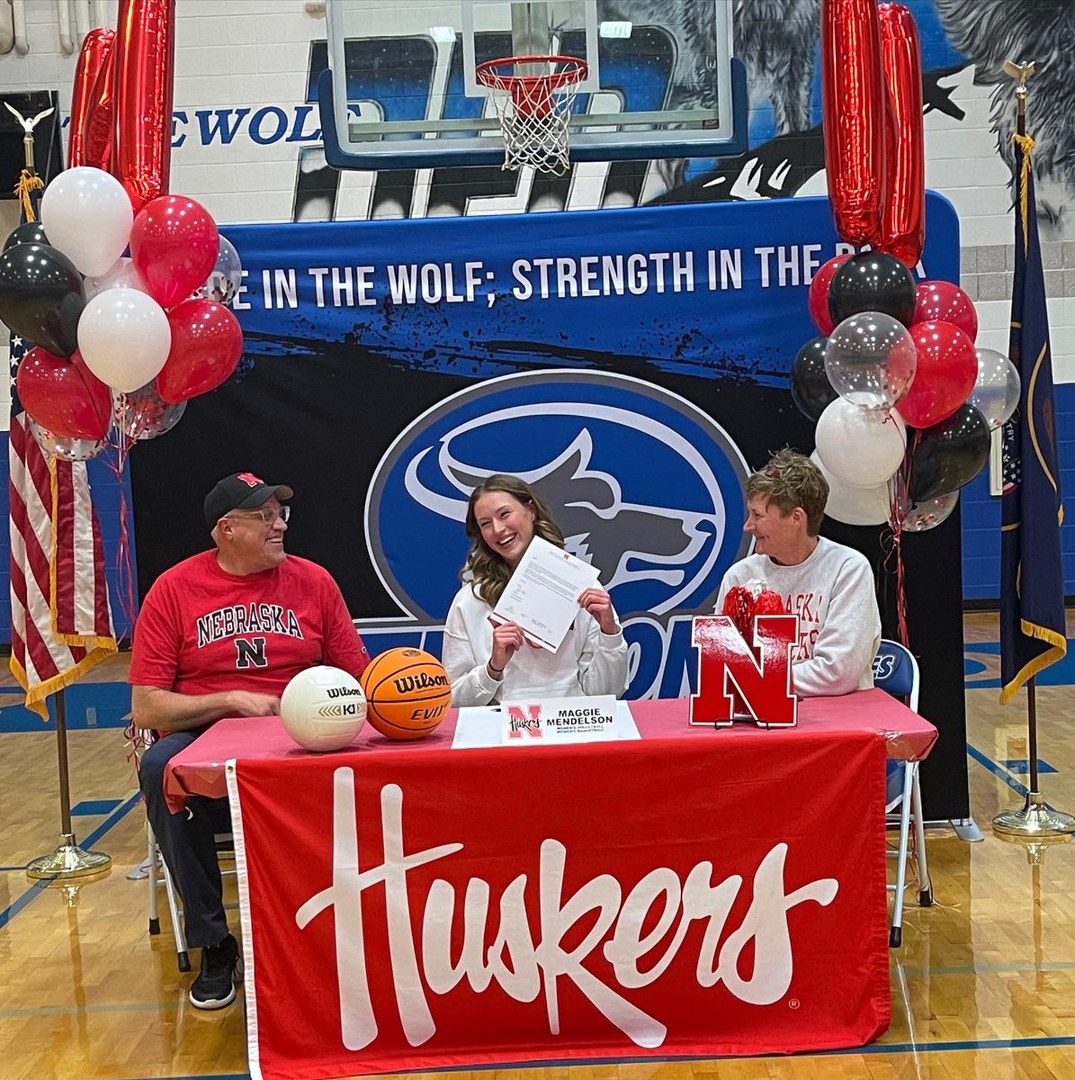 FremontGBB's tweet photo. SIGNED🚨 
Maggie made it official tonight at her signing celebration! She’s a Husker and we couldn’t be more proud! We’re excited to see all she does in her next step of collegiate sports and academics! Always a Silverwolf but officially a Husker! Congrats Mags! GO BIG RED❤️🏀🏐 https://t.co/h6DRBsdDGz