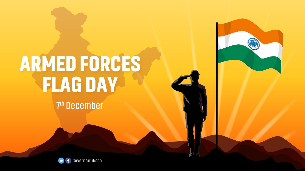 GovernorOdisha's tweet photo. In the occasion of #ArmedForcesFlagDay, Hon'ble Governor conveys his greetings and best wishes to the #ArmedForces personnel in uniform, Ex-Servicemen and their families and said it's a day to honour our valiant and brave soldiers and express our solidarity with the Armed Forces. https://t.co/3G3SGvWH8c