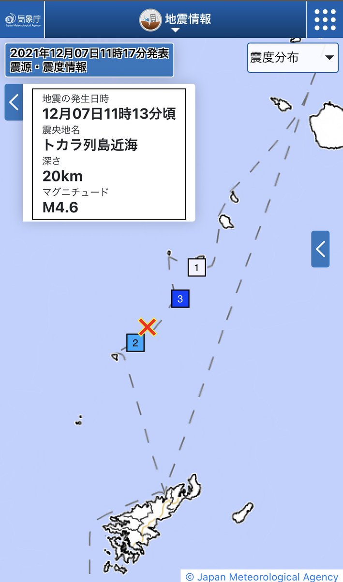 RJt5observatory's tweet image. 2021年12月07日火曜11:14
トカラ列島付近で最大震度3の地震が発生
#やや北北西南南東張力軸正断層型発震
M4.6深約20km
いよいよ正断層型の発震機構解が出てまいりましたピークを迎えるにはこの解が出てくるものと見ていましたが
どうでしょうか
治ってくれるのを待つだけです
#Fnet