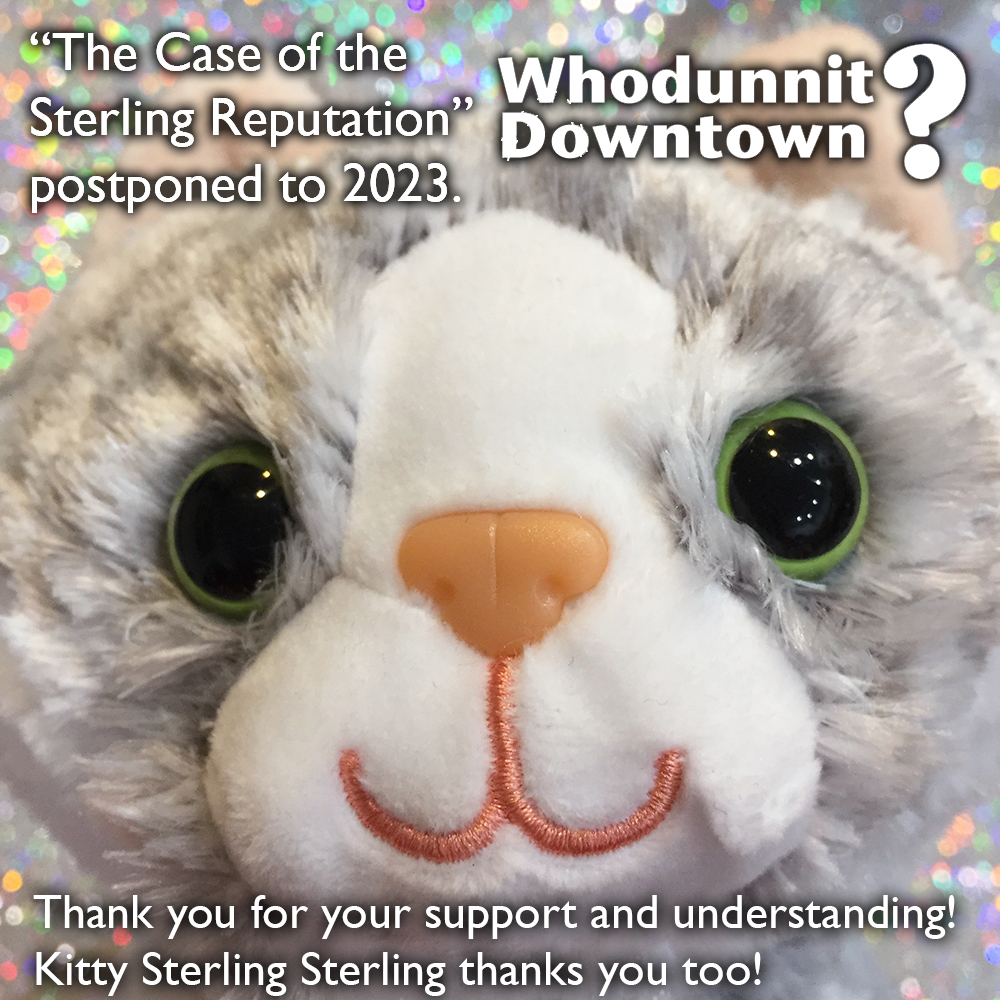 renneemiko's tweet photo. Due to an abundance of Covid-19 caution and community care, the Eighth Annual “Whodunnit Downtown? - The Case of the Sterling Reputation” Mystery Game is postponed to Jan 2023. Thank you for your support & understanding. Do look for a Jan 7 2022 https://t.co/qVv8LbBlKl #sequimbff https://t.co/iqBzNbhiu6