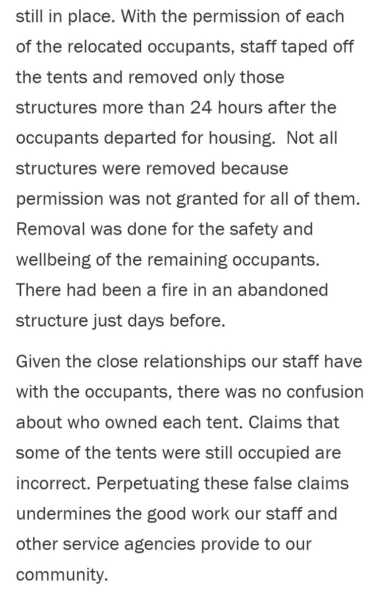 Like, there are actual on-the-record quotes from camp residents saying their tents were bulldozed without their prior knowledge/permission. But the city just gets to call that misinformation without actually responding to those quotes