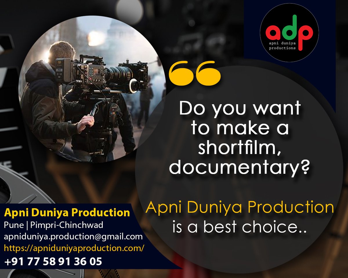 ApniDuniyaProd1's tweet photo. #Webseries #YouTube #apniduniyaproduction #Pimpri_Chinchwad 
#filmmaking #films #shortfilms #videomaking #videography #ADP #poetry #ApniDuniya #production #filmmakerslife #filmmakersworld #pune https://t.co/PUzJsplFEm