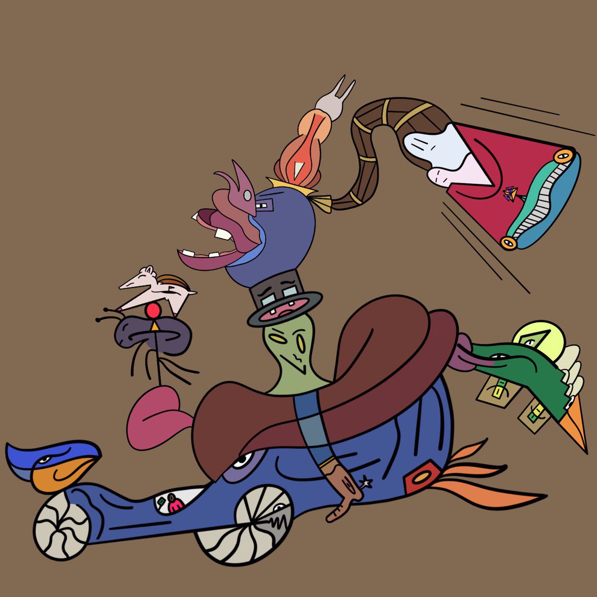 Pasted a bunch of doodles together to make a wacky races car