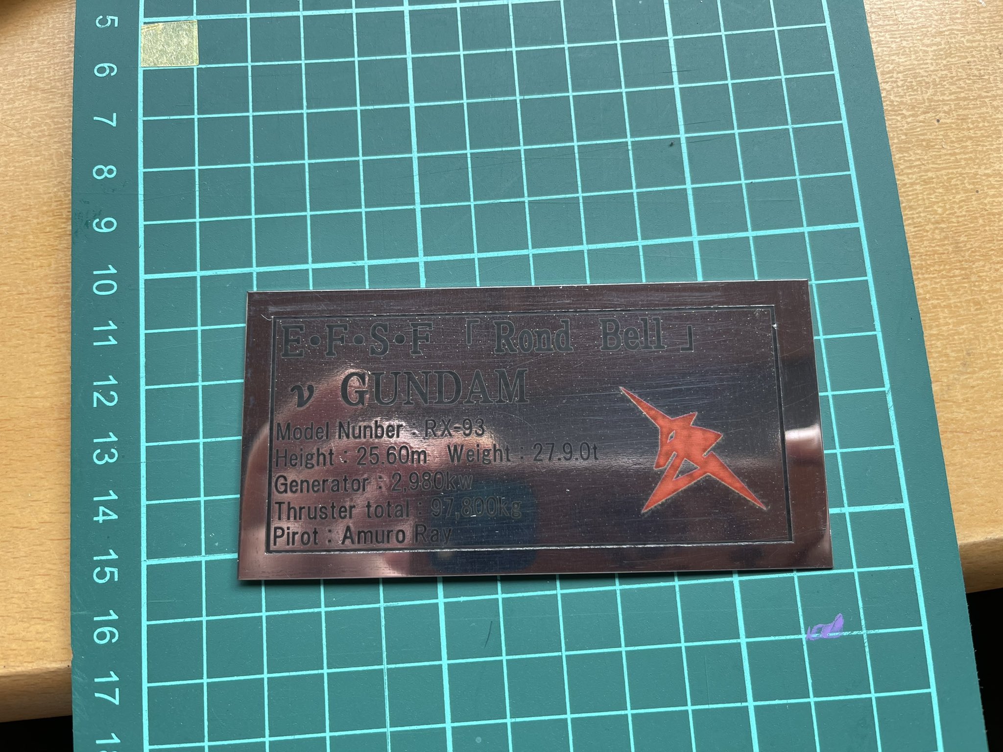 イノイノ ハイキューパーツ のクリアデカールとホームセンターで購入したステンレス板を使ってnガンダムのエンブレムプレートを作製 さてさて こっからが本番だ ガンプラ ガンプラ好きと繋がりたい デカール貼り ガンプラは自由だ T