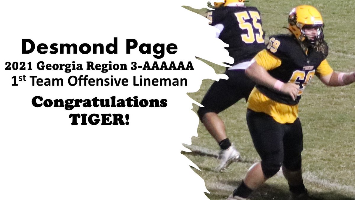Congratulations, <a href="/bigdez_69/">Desmond Page</a>  on your selection as the Region 3-AAAAAA 1st Team Offensive Lineman. You make <a href="/AlcovyFootball/">AlcovyHSFootball</a> proud. #ALLINFORALCOVY