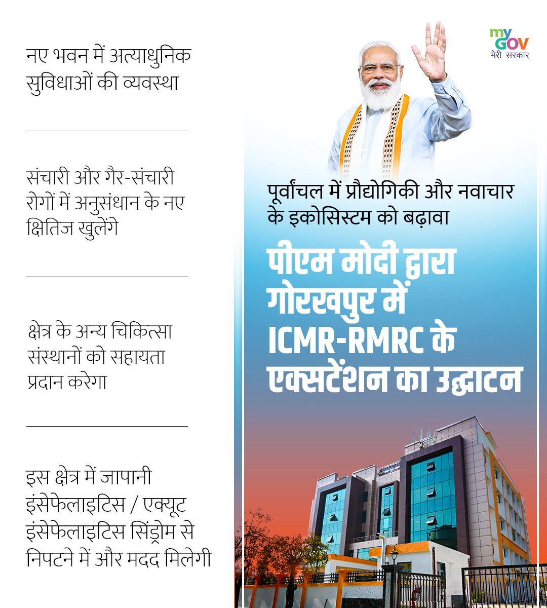 MyGovHindi's tweet image. प्रधानमंत्री @narendramodi आज अपराह्न 1 बजे उत्तर प्रदेश के गोरखपुर में 9, 600 करोड़ रुपये से अधिक की विकास परियोजनाओं को राष्ट्र को समर्पित करेंगे। लाइव देखें: youtu.be/d7JO1mI8omc #उन्नत_प्रदेश_उत्तर_प्रदेश