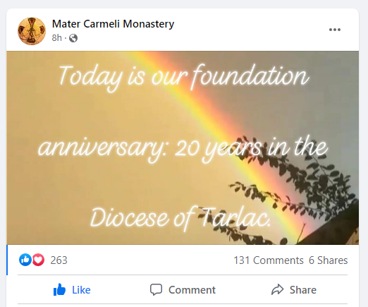 tribong_upos's tweet photo. Let us pray for our cloistered sisters in Mater Carmeli Monastery in the Diocese of Tarlac as they celebrate their 20th founding anniversary.
#prayers #cloisteredlife #carmelitesph https://t.co/LpF1c82uIQ