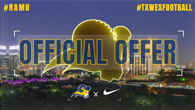 JRichQB18's tweet photo. Thankful for a great offer from @TxWesFootball!🔵🟡#RamU @CoachPDuckworth https://t.co/5Xllql0Hpk