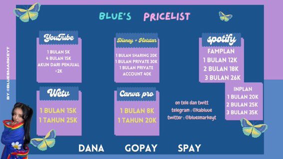 siang all! 
yu kumpul yu yang lagi cari apk premium murah, legal, bukan apk mod, terpercaya. 
sini order di aku testi ? udh banyak jadi tenang aja besti 😉

tag. jual beli murah netflix, youtube, viu, wetv, canva pro, disney+ terpercaya.

ini pl nya ya👇