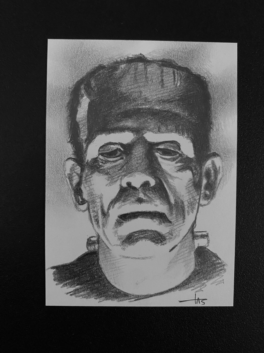 TASdesign's tweet photo. Mary Shelley was 19 years old when she wrote Frankenstein, which was first published in 1818.  This is my quick sketch of Boris Karloff as the creature from the 1931 movie adaptation.
#frankenstein #boriskarloff #classicmoviemonsters #classicmonsters #universalmonsters https://t.co/4k87FVxH39