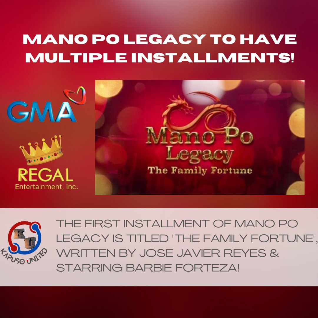 JUST IN: The Mano Po TV series will have multiple installments under one umbrella title "Mano Po Legacy". 

Barbie Forteza headlines the first installment. Meanwhile, Bianca Umali and Kisses Delavin are speculated to be cast in the series, too. 
#ManoPoLegacy