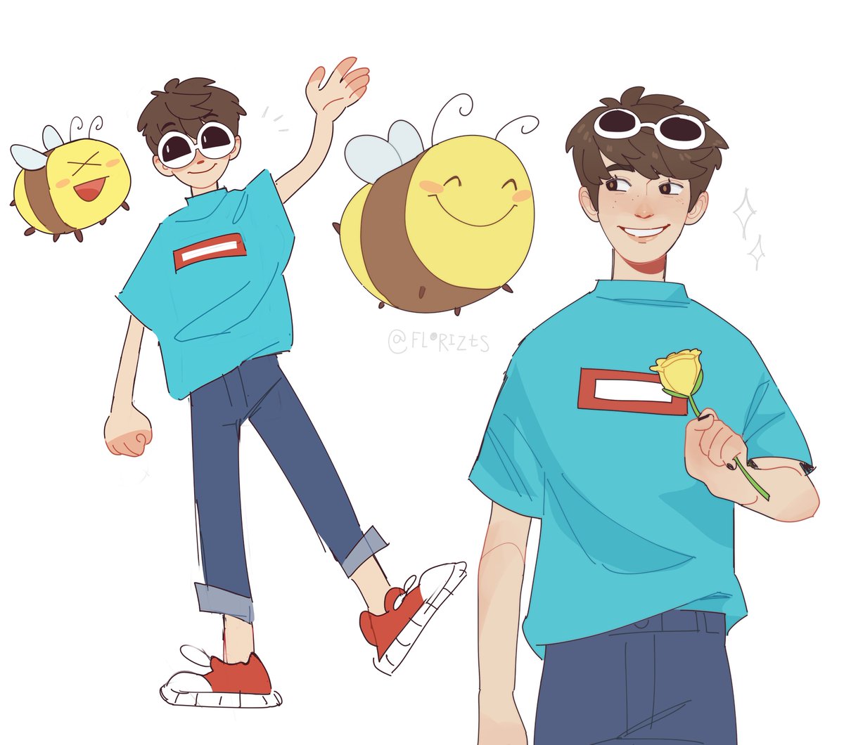 florizts's tweet image. doodles of george's new video! 🐝
#georgenotfoundfanart #DreamFanart