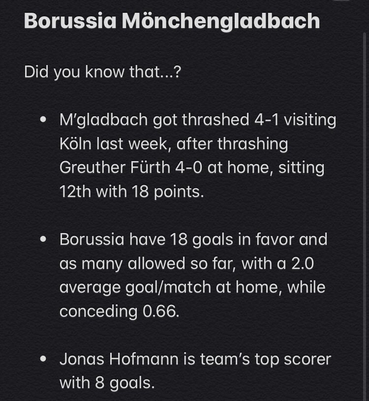 Smart_Tipster1's tweet photo. Don’t miss week 14 of the @Bundesliga_DE and make a profit!!

#bundesliga #borussiamönchengladbach #mgladbach #jonashofmann #borussiapark #freiburg #diebreisgaubrasilianer #holer #freepicks #freebets #freetipster #tipsterforlife #smarttipster #soccertipster #soccerjunkie #soccer https://t.co/MEzM5uEQ7H