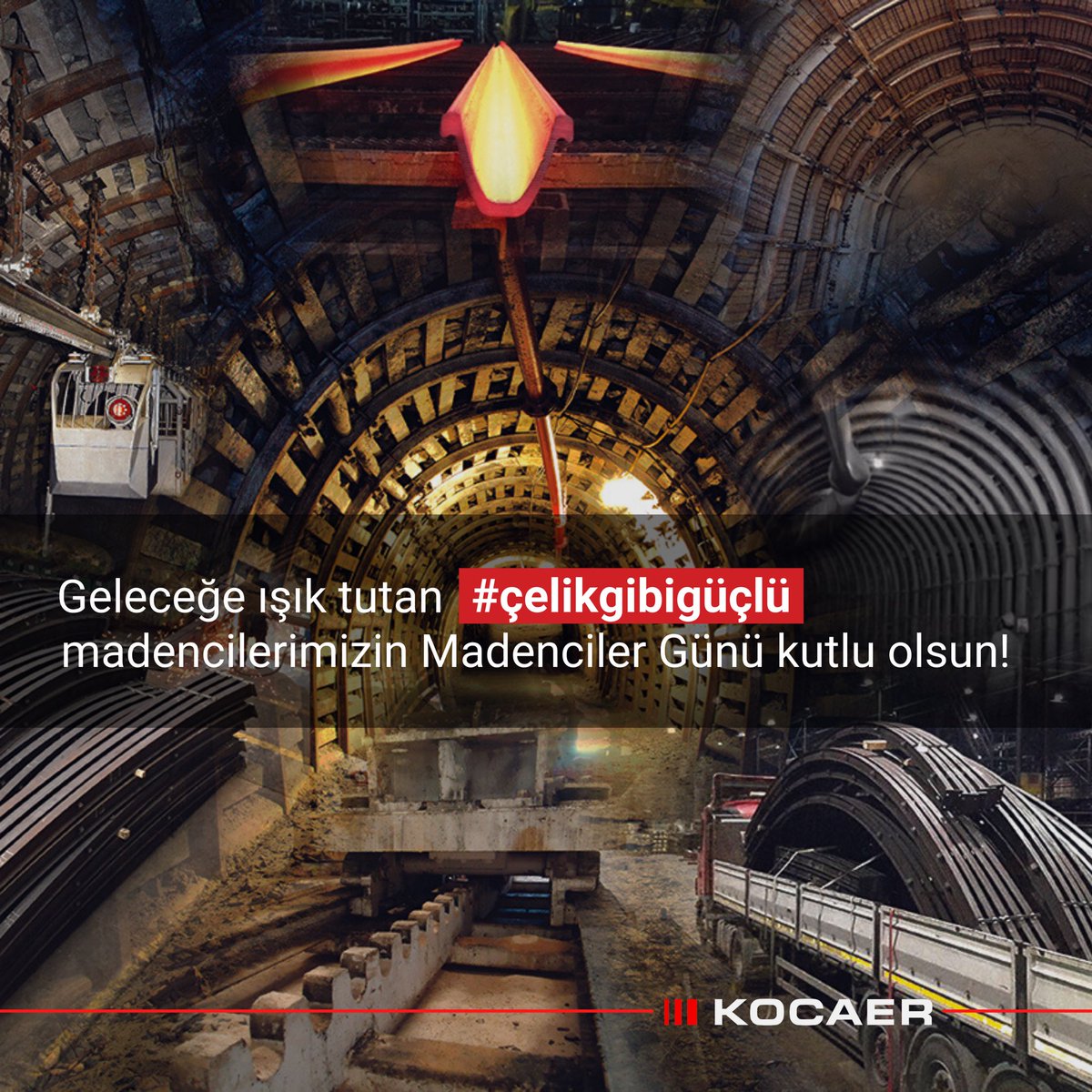 SteelKocaer's tweet photo. Onlar yer altı kaynaklarını gün ışığı ile buluşturup çıkardıkları cevherle geleceğimizi aydınlatırken; bizler de yeraltında yüksek emniyet gerektiren sistemler kuruyor, madencilerimizin güvenle çalışabileceği aydınlık günlere zemin hazırlıyoruz.
#gobeyondexcellence #minersday https://t.co/6RDRLzekgF