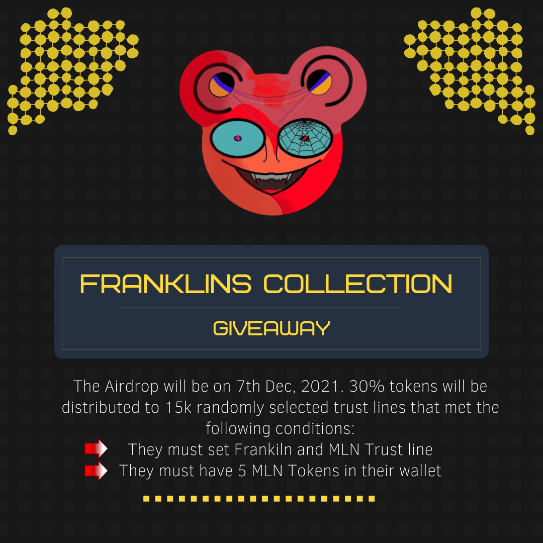 mln_token's tweet photo. Last chance to be eligible for #Franklin's #NFTColection #Giveaway.
➡️Set $MLN &amp; $Franklin trustlines
➡️Hold 5 $MLN in your wallet
MLN trustline : 
https://t.co/JpQU9oalFj
Franklin trustline :
https://t.co/AzQQaceDuK
#MLNTokenCommunity #XummAirdrop #NFT #XRPLcommunity #XRPL https://t.co/8uLjRwTLFU