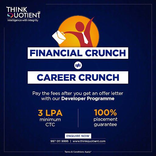 ThinkQuotient's tweet photo. You will never have to worry about your 
finances when it comes to ThinkQuotient. 
Learn top programming languages without 
the financial burden. Call 9970119995 to know more, or visit our website https://t.co/U6r9JrkJYZ #ThinkQuotient #TechStudents 
#TechTraining #ITJobSearch https://t.co/4NNGiZIygH
