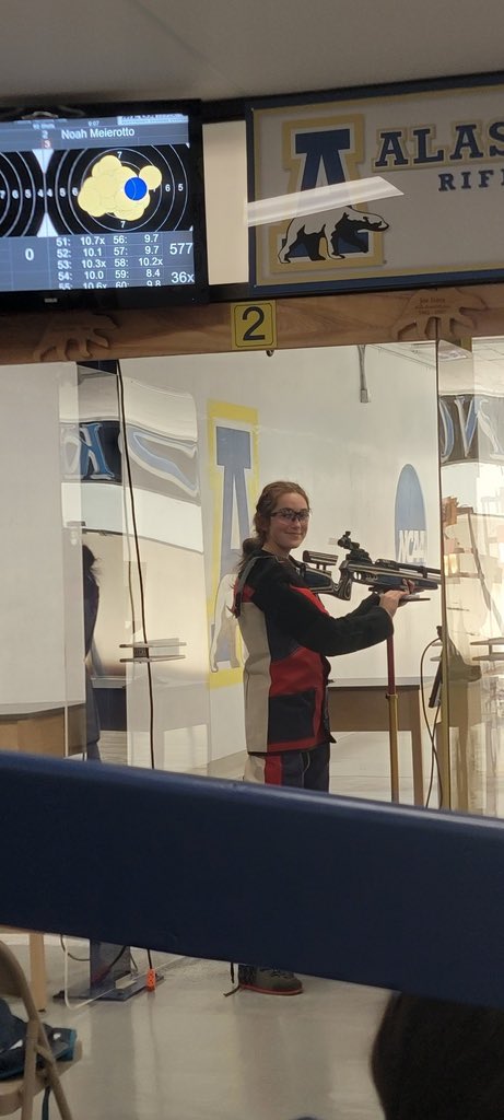 Congratulations to Noah Meierotto who shot a 577 at the Junior Olympic Qualifiers today, three points under an automatic qualification. She beat her previous personal best by two points. Good luck on getting an invite to shoot at Junior Olympics!