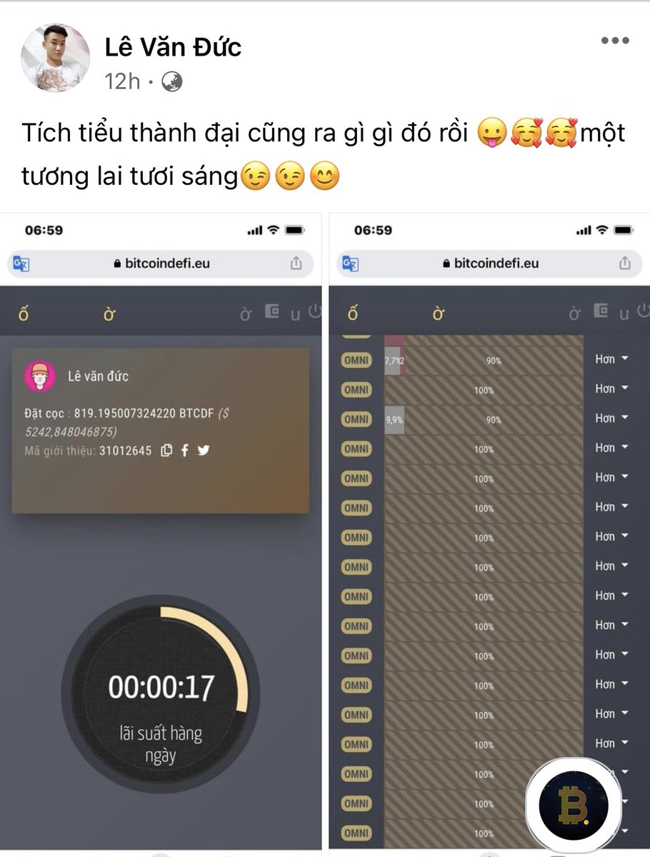 Tích tiểu thành đại
bit.ly/3ryYVn9

Đăng ký tài khoản BitcoinDeFi
bit.ly/BitcoinDeFi_Si…

Project Kit
bit.ly/BitcoinDeFi_Ki…

#BTCDF #BitcoinDeFi #BitcoinDeFiVietnam