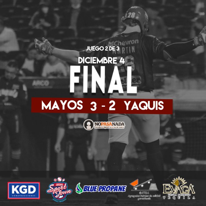 NoPasaNada_mx's tweet photo. #MayosDeNavojoa empatan la serie derrotando a #Yaquis en la #GuerraDeTribus

#OficialMayos | #YaquisDeObregon | #MayosDeNavojoa | #MayosDeNavojoaFans | #MayosDeCorazón | #LigaARCO | #PuroBeisbolMX | #elfildeo | #ConElBateAlHombro https://t.co/x7lq0PcFxO